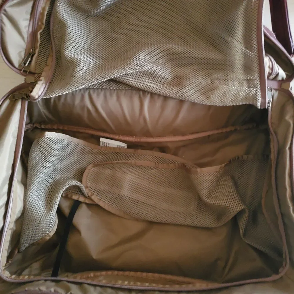L.L. Bean VTG Traveler Tweed Duffle Carry On Luggage Weekender Bag LTHR Trim
